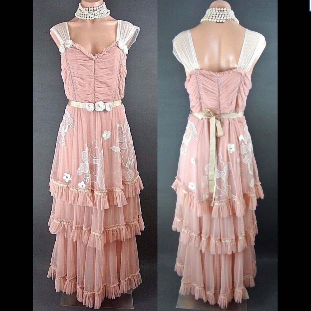Nataya Dress Gatsby Style S Pink Formal Vintage